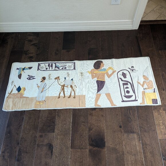 Hand Quilted Egyptian Style Banner Wall Hanging – Set of 2, Rare Find - Picture 3 of 9